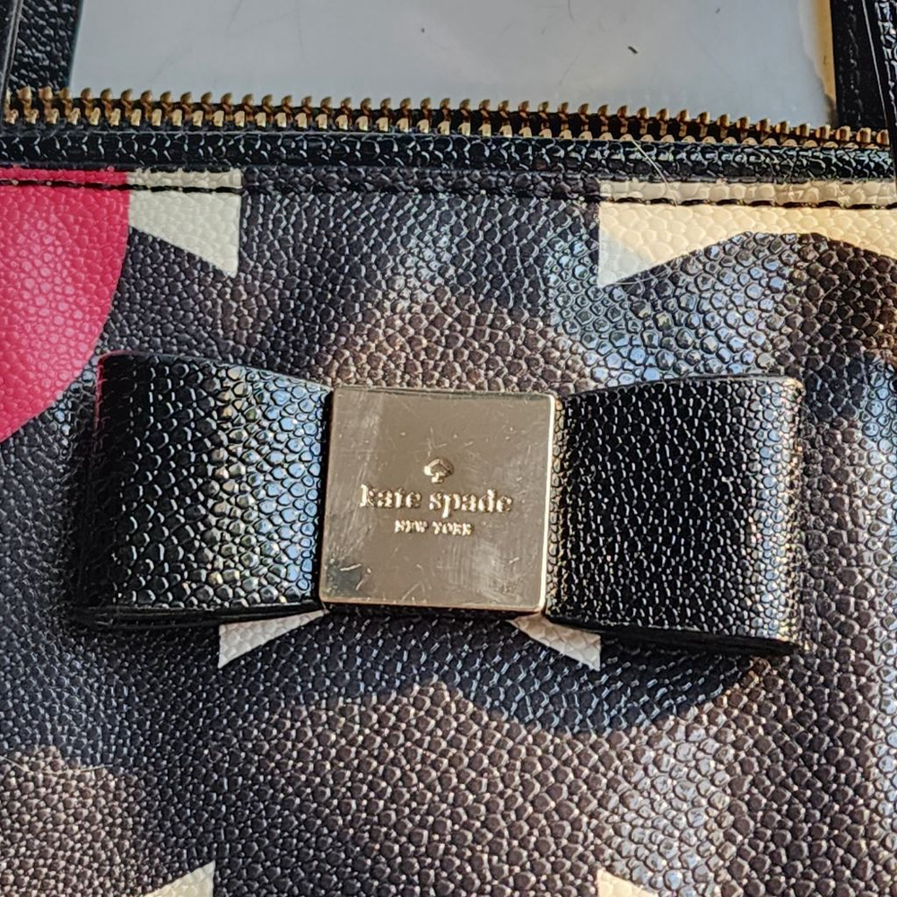 KATE SPADE Bloom‎ Drive Margot Satchel Black Pink Floral Bow Print - Picture 9 of 9